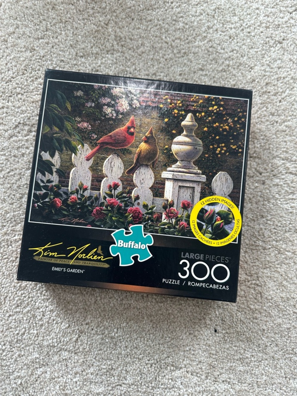 Buffalo David Bitton Puzzle - Red Cardinals on White Fence